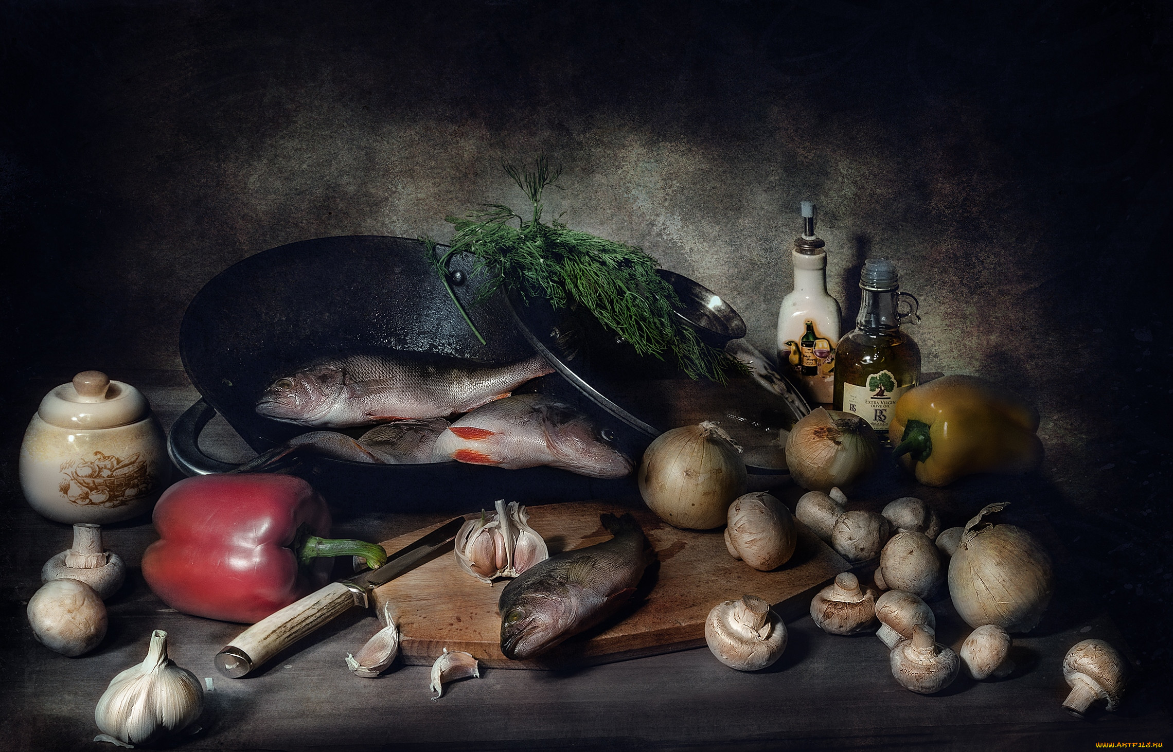 Рыба с овощами и гриба и. Натюрморт с морепродуктами. Натюрморт с едой. Натюрморт с рыбой. Натюрморты с мясом и рыбой.